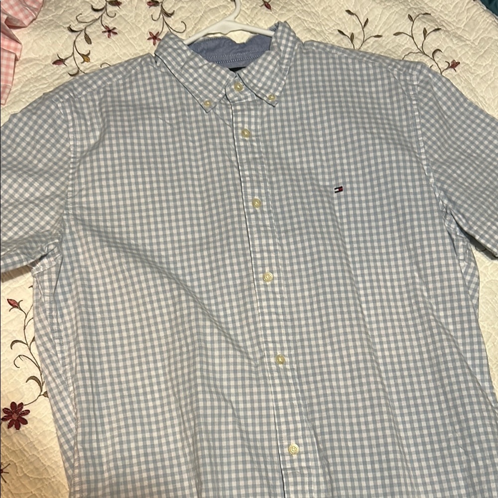 Tommy Hilfiger Blue Casual Button Down Shirt with Classic Collar